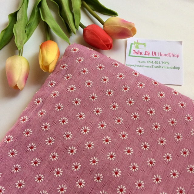 #V79🌈 VẢI TWILL HOẠ TIẾT HOA PHUN SƠN MAY ĐỒ CHO TRẺ EM, DOLL, OBITSU, DIY, DECOR, HANDMADE, QUILTING, SCRUNCHIES