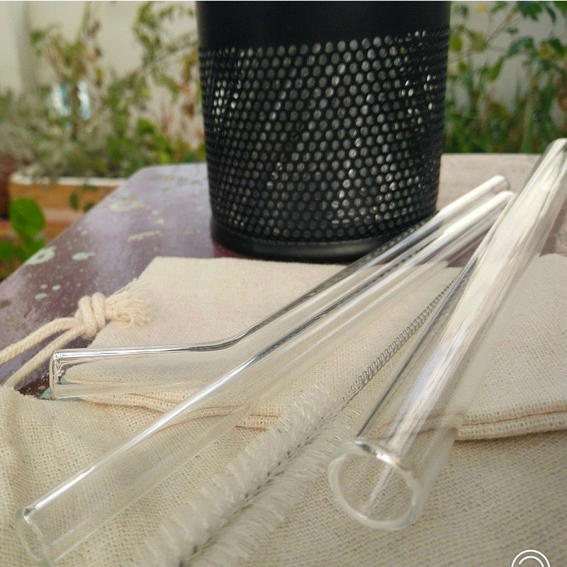 Ống hút thủy tinh Organic thân thiện môi trường, tái sử dụng tiện lợi.