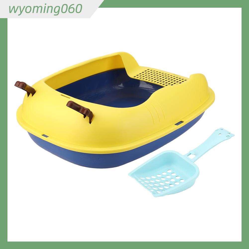 [Hàng Sẵn] Hộp lót chuồng cho mèo Splash Proof Semi kèm theo không gian lớn Nhà vệ sinh con có xẻng dành chó Hamster Chó nhỏ【Wyoming060】