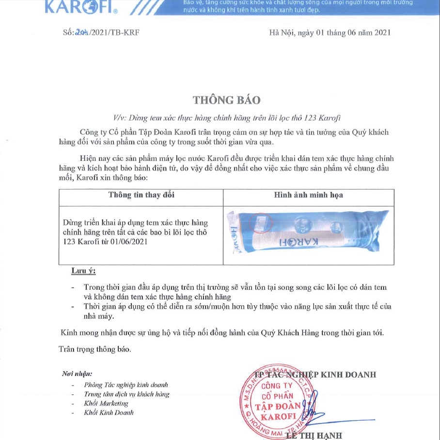 Bộ 3 Lõi Lọc Nước Giếng Karofi 123 Chính Hãng