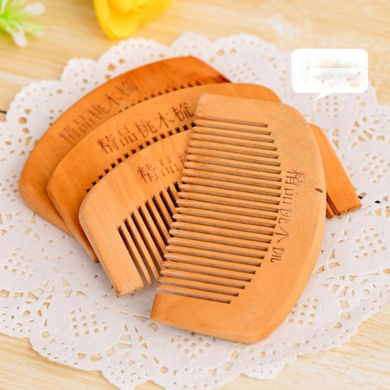 Lược gỗ nhỏ mini 12cm bằng gỗ đào tự nhiên - Hàng loại 1 khắc chữ như hình
