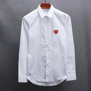 ÁO SƠ MI TRẮNG THÊU TIM CDG UNISEX