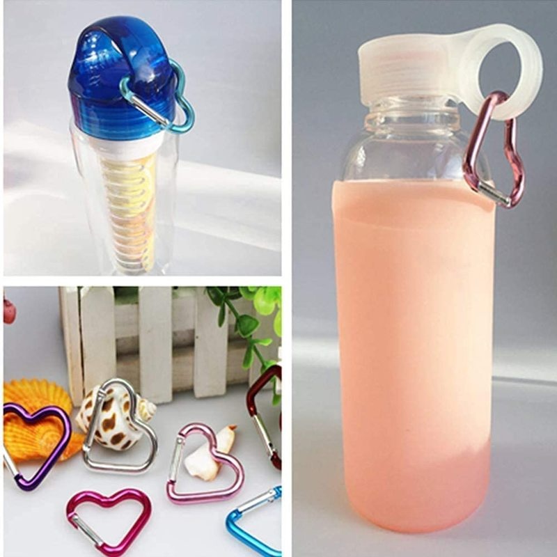 [Giá Bán Sỉ] [Màu Sắc Ngẫu Nhiên] Móc Khóa Carabiner Hình Trái Tim / Móc Khóa Bằng Nhôm Cho Leo Núi / Du Lịch