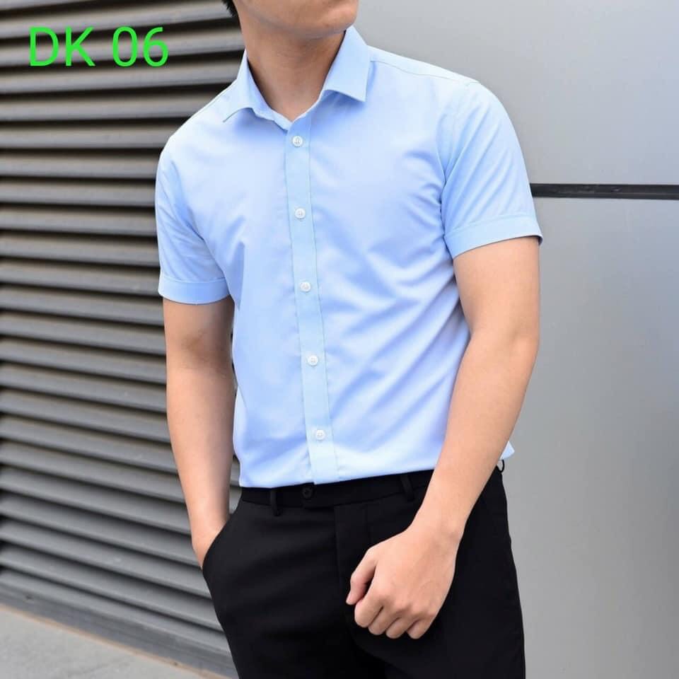 Áo sơ mi ngắn tay nam Hàn Quốc màu xanh lam