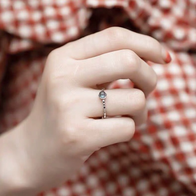 Nhẫn bạc nhẫn nữ bạc s925 mặt đá mặt trăng nhỏ thiết kế cao cấp Cá jewelry NB10