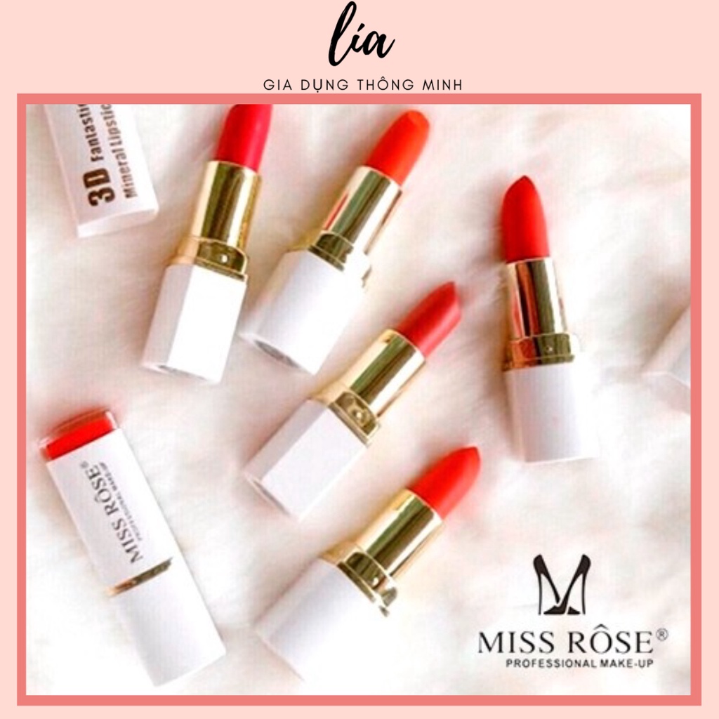 Son lì mềm mượt lâu trôi LIA Miss Rose TRẮNG Kèm Son Dưỡng