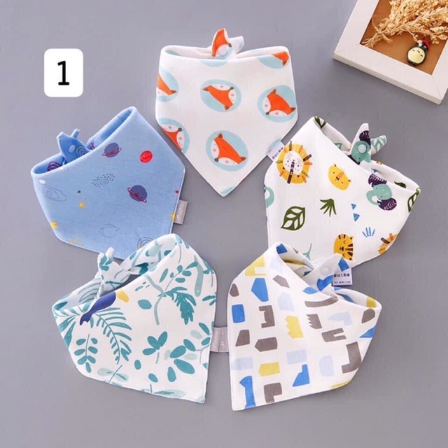 Combo 10 yếm tam giác cotton siêu mềm có khuy bấm cho bé