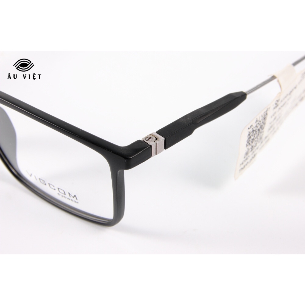 Gọng kính nhựa Vigcom VG-2049 nam nữ unisex dáng chữ nhật vuông màu đen nhám Full box