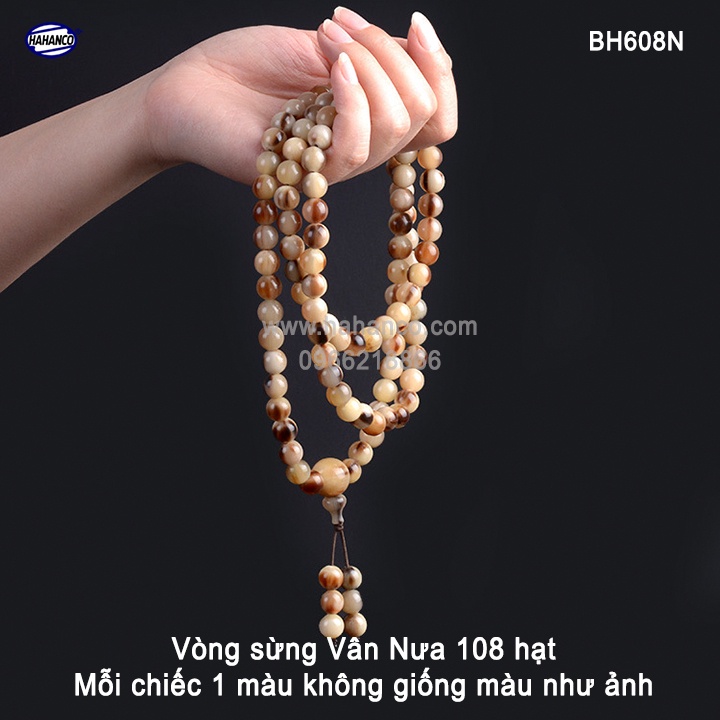 Vòng tay Nam bằng sừng - chuỗi/tràng 108 hạt/8mm - phong thủy - Tĩnh Tâm (BH608N)