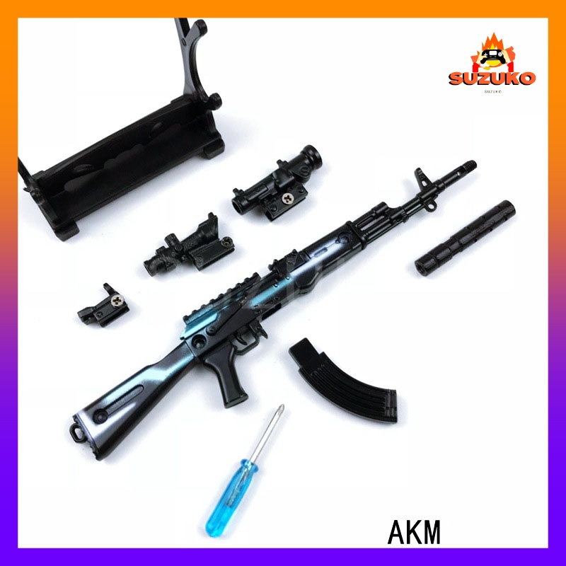 Mô hình súng kim loại lắp ráp pubg, csgo free fire đồ chơi lắp ráp AKM Sinister Attack nhân vật dài 20cm sưu tầm