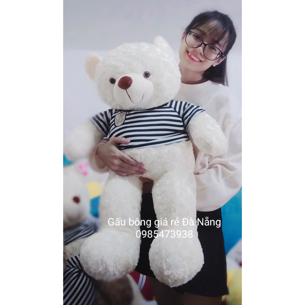 Gấu bông teddy lông xoắn cao cấp khổ vải 1m màu trắng VNXK