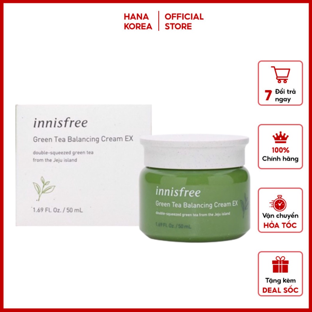 KEM DƯỠNG TRẮNG DA Trà Xanh Innisfree Green Tea Balancing Cream EX 5