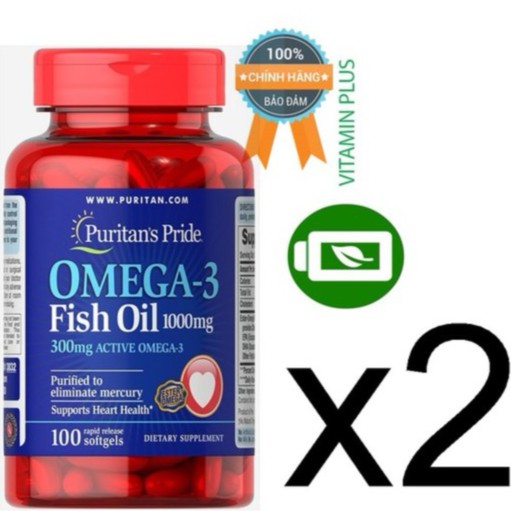 Bộ 2 Viên Uống Dầu Cá Puritan's Pride Omega-3 Fish Oil 1000mg 3832