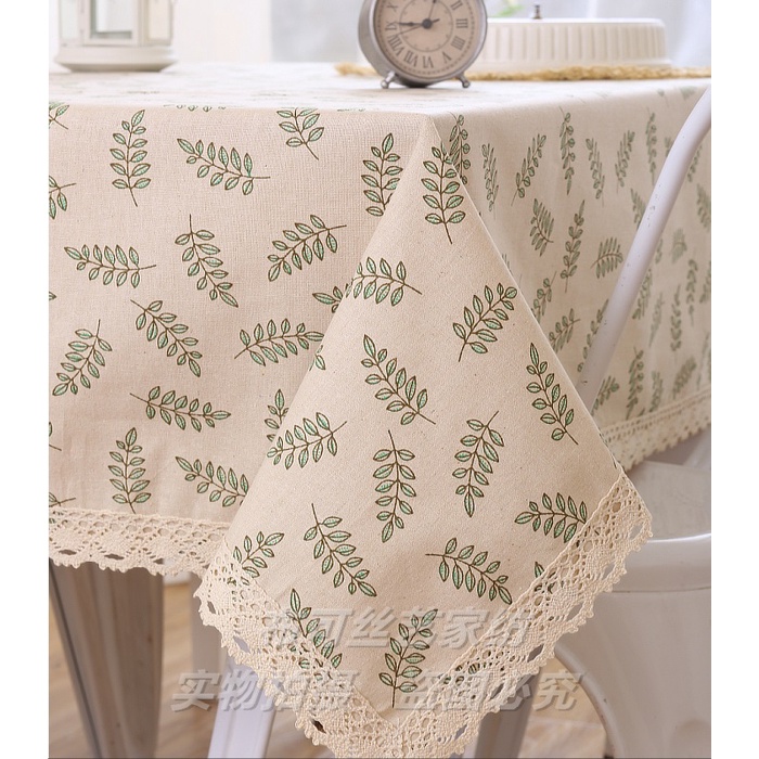 Khăn trải bàn vải canvas VIỀN REN phong cách cổ điển, vintage, nhẹ nhàng nhiều công dụng