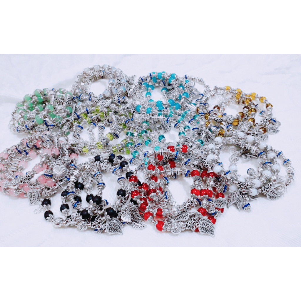 Sỉ 1 set 5 vòng tay đá màu mix charm cực đẹp