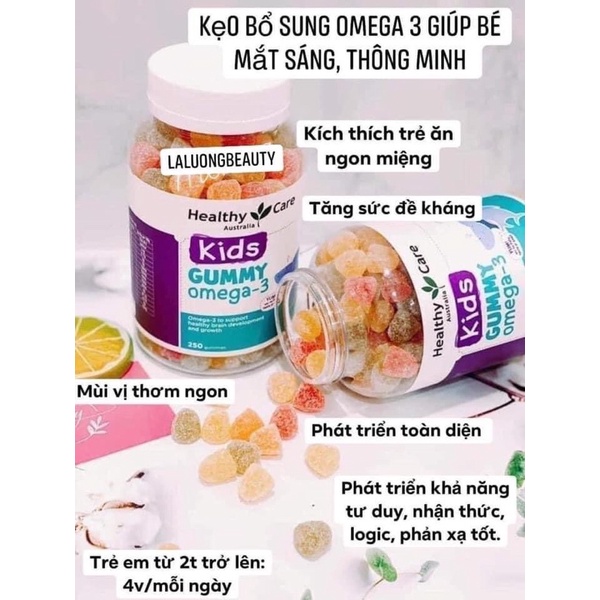 Kẹo dẻo Gummy Omega 3 Healthy Care Úc