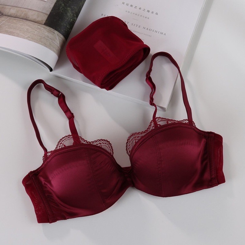 Bộ đồ lót cotton phối lụa satin có gọng đệm mỏng nhẹ nhàng sexy quyến rũ - THAOCHERRY BL09