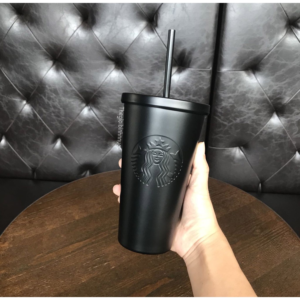 Ly Cold Cup Giữ Nhiệt Starbucks Xanh Dương Hồng Đen Kèm Ống Hút B287
