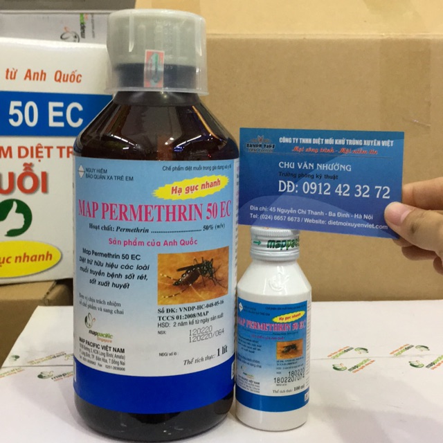 Thuốc diệt muỗi PERMETHRIN 50EC( chai 1 lít)- Chế phẩm diệt muỗi trong gia dụng và y tế- Sản phẩm của Anh Quốc