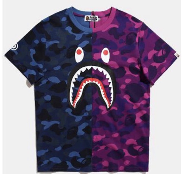 Áo phông Bape cá mập 2 màu xanh tím đen áo thun Bape cá mập, tee bape shark