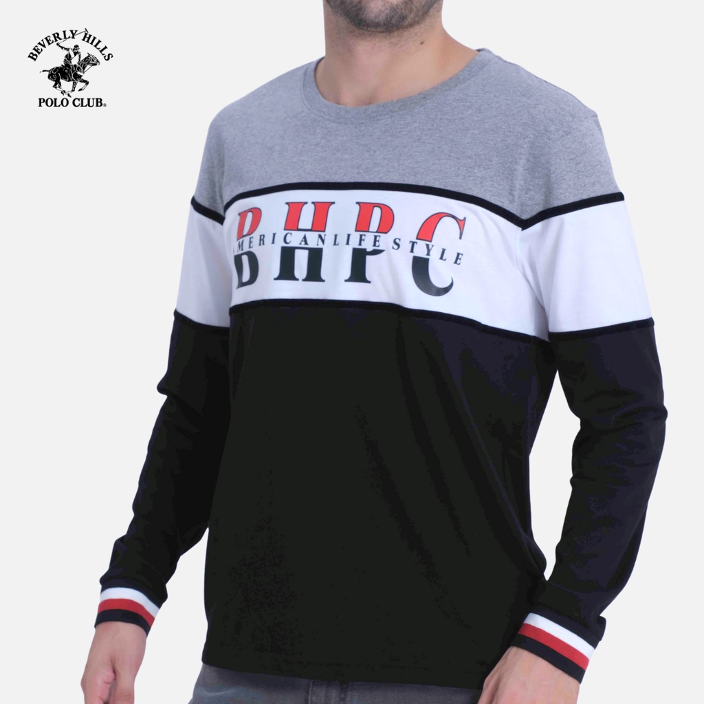 Beverly Hills Polo Club - Áo thun dài tay Nam Regular Fit Xám phối CGB- BHPC TSMRLW21TL065