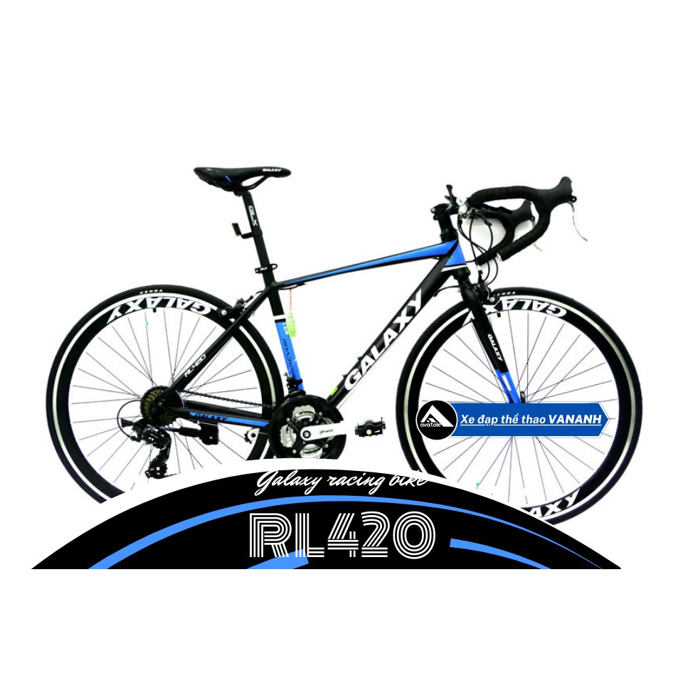 Xe đạp đua Galaxy RL420, Khung sườn hợp kim nhôm GLX, Hệ thống truyền động Shimano, Vòng bánh 700C, Màu Xanh Dương Đen