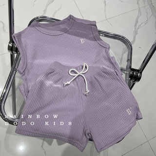 Set áo thun sát nách và quần short thể thao thời trang mùa hè cho bé gái