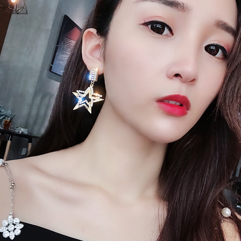 Bông Tai Hình Ngôi Sao Đính Đá Cao Cấp Thời Trang