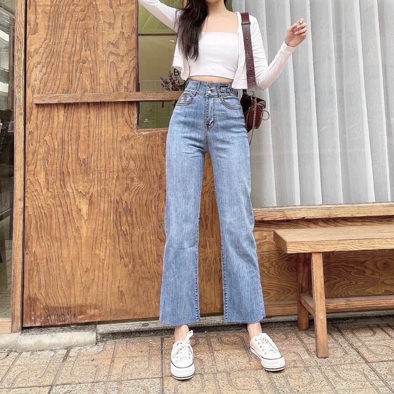 Quần jean ống suông ( xuông ) đứng co giãn tốt, lưng siêu cao ( hình thật 100%) | BigBuy360 - bigbuy360.vn