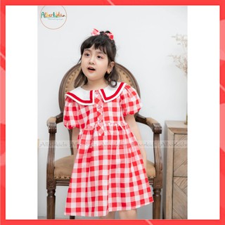 váy hoa nhí, Váy Kẻ Đỏ Dáng Caro Cho Bé Gái 1-10 Tuổi 💖 Hàng Thiết Kế nhà ALBER siêu đẹp