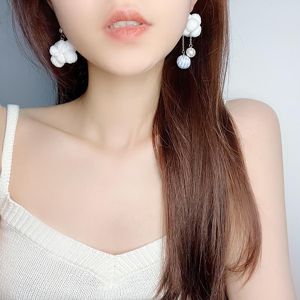 Bông Tai Hình Đám Mây / Ngôi Sao / Nơ Bằng Lông Phong Cách Harajuku