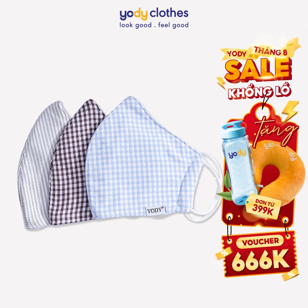 Combo 3 chiếc khẩu trang cotton kháng khuẩn YODY KTR3005 (Giao ngẫu nhiên)
