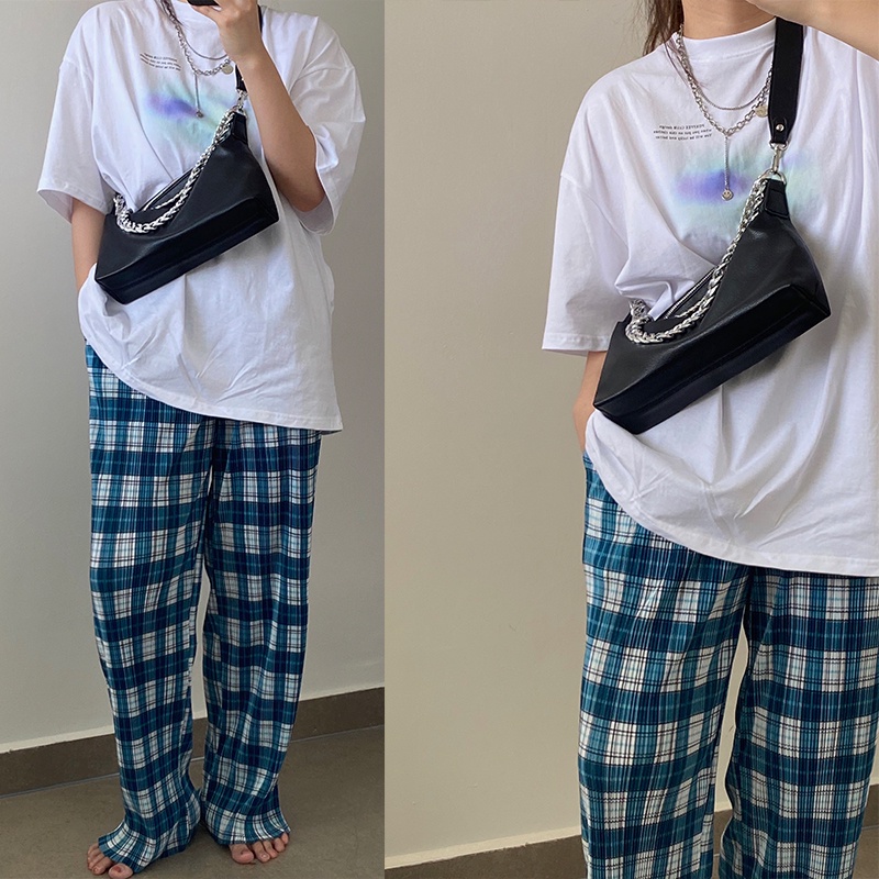 Túi đeo chéo da PU phối dây mắt xích thời trang cho nữ IELGY