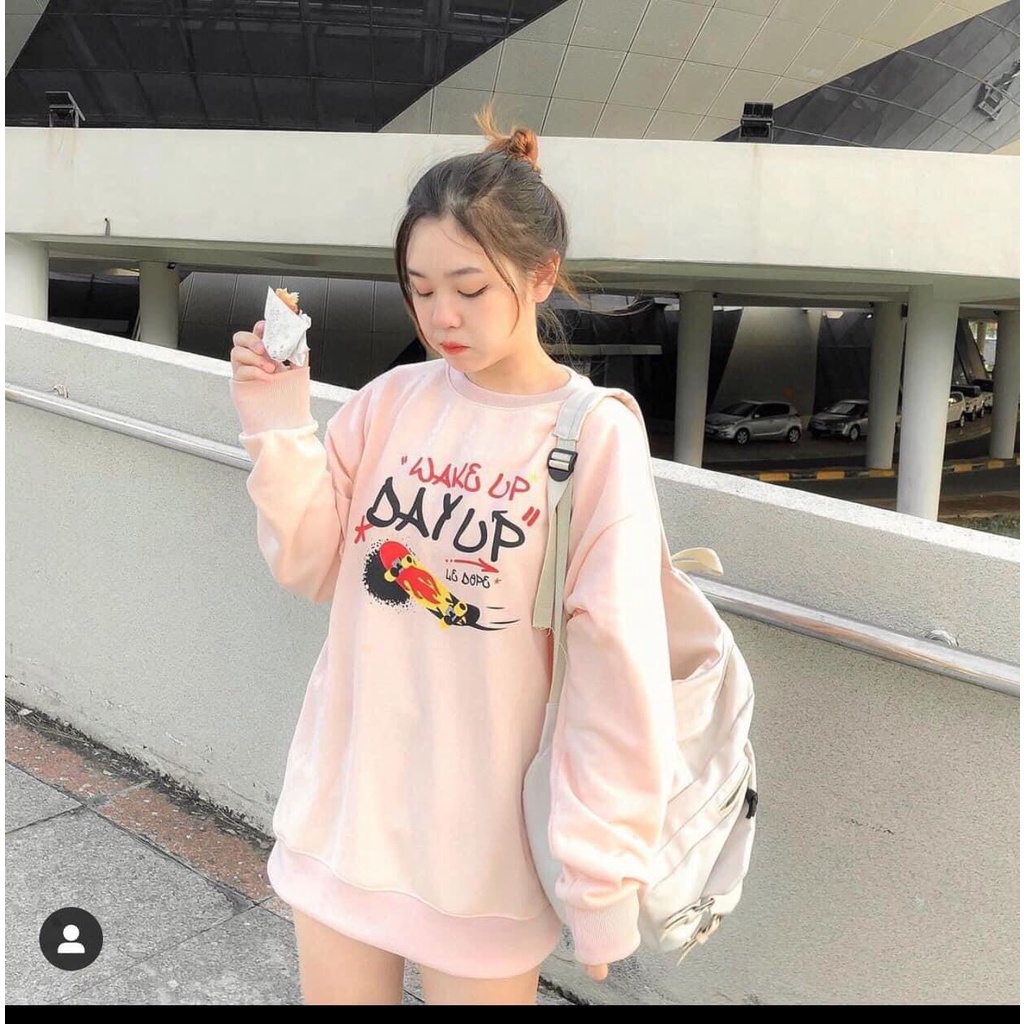 Áo Sweater nữ Nỉ Bông chất dày đẹp Unisex Nam Nữ DAYUP Phi Hành Gia form rộng, áo sweater thu đông tay bồng