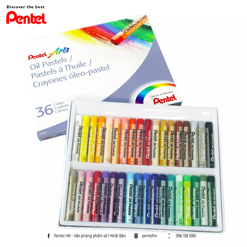 Sáp Màu Dầu Pentel Oil Pastel 36 màu PHN-36 | Màu Sắc Tươi Sáng | An Toàn Không Độc Hại