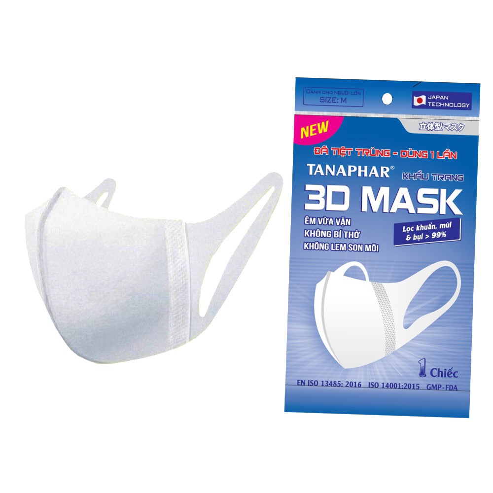 Khẩu trang 3D mask người lớn, khẩu trang y tế ngăn khói bụi, ngăn vi khuẩn virus bảo vệ sức khỏe - Túi 1 Chiếc