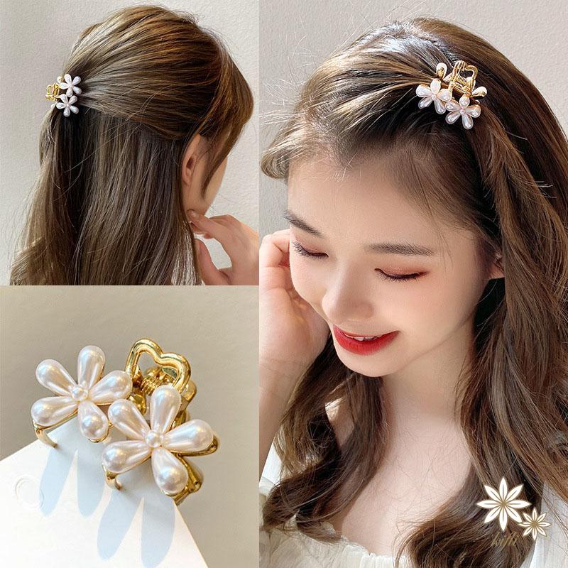 Kẹp tóc trang trí hoa đính hạt ngọc trai nhân tạo phong cách Hàn Quốc đơn giản thời trang dành cho nữ（quà tặng ngày thiếu nhi）