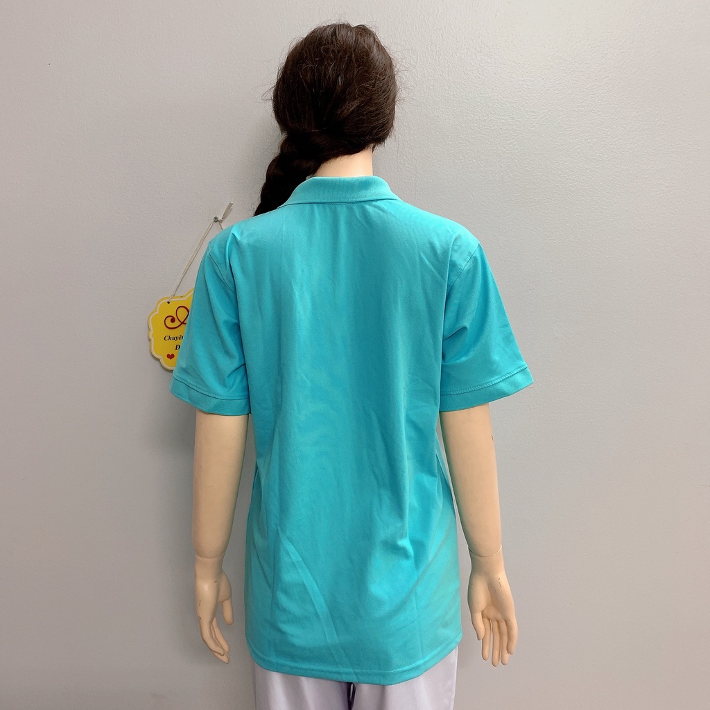 Áo polo màu xanh ngọc vải poly Thái cao cấp cho nam nữ _ Hình chụp thật