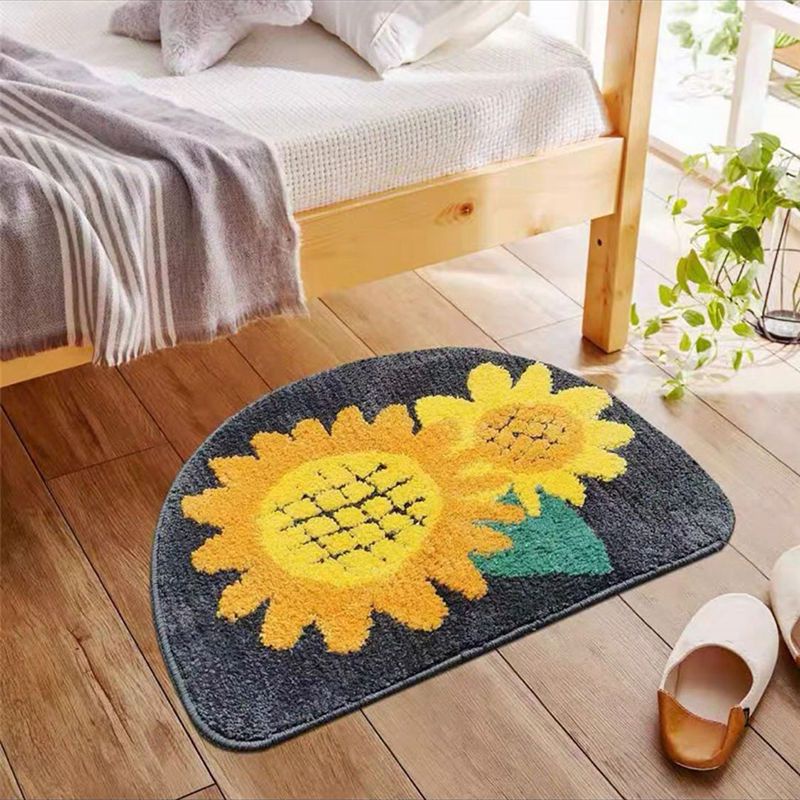 Thảm lót cửa chùi chân Mềm Mại Thấm Hút Tốt Chống Trượt Hình Bán Nguyệt Họa Tiết Hoa Tươi Mới Dành Cho Phòng Ngủ /