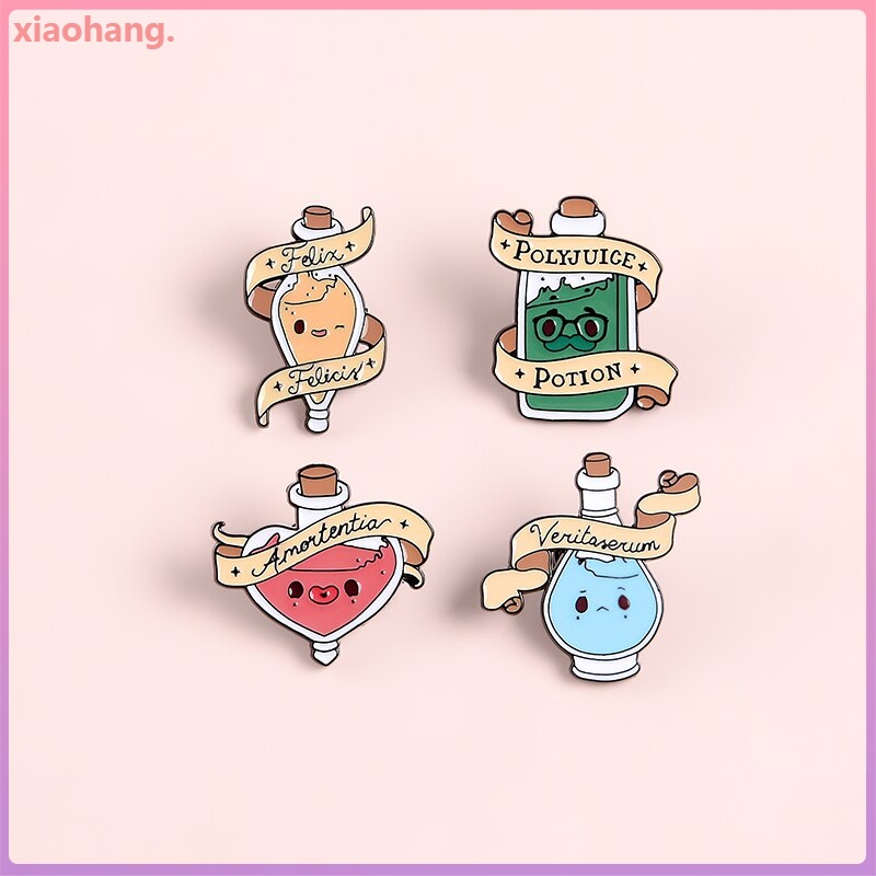 Huy hiệu cài áo bằng kim loại tráng men hình lọ điều ảo thuật dễ thương