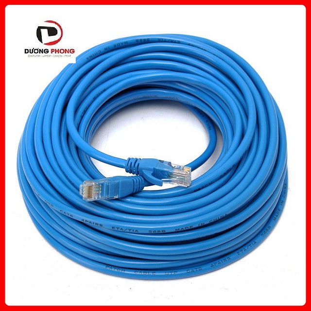 Dây cáp mạng chính hãng VSP Cat 6 bấm sẵn 2 đầu 30m (xanh)