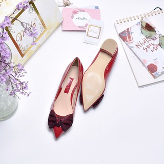 Giày gót thấp đính nơ Merly 1181