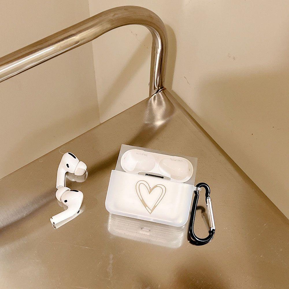 MYRONGVN Vỏ Bảo Vệ Hộp Sạc Tai Nghe Airpods Bằng Silicon Mềm Trong Suốt Họa Tiết Trái Tim Dễ