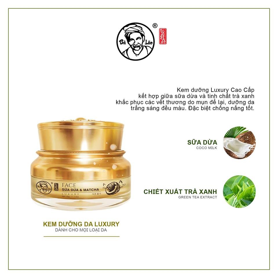 Kem face LUXURY Sữa Dừa & Matcha