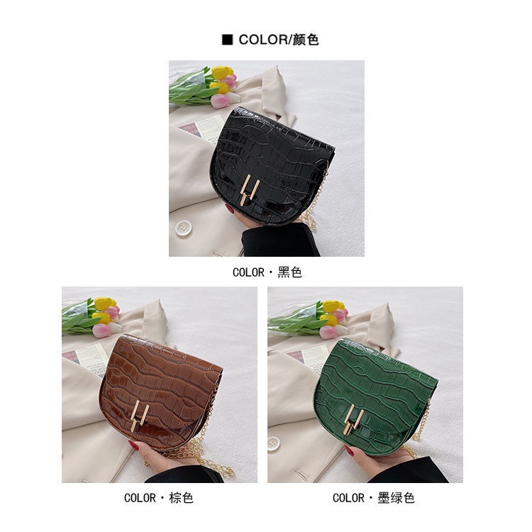 Túi Đeo Chéo JASMIN NOIR Vân Da Cá Sấu Phối Dây Xích Cỡ Nhỏ Thời Trang Cao Cấp Cho Nữ