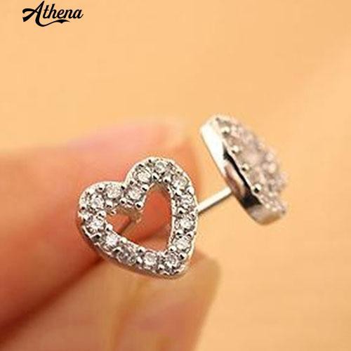 Khuyên Tai Hình Trái Tim Đính Đá Thời Trang Cho Nữ