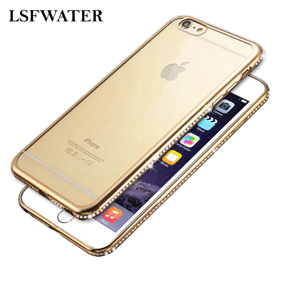 Ốp điện thoại silicon mềm viền đính pha lê lấp lánh sang trọng 5.5 inch cho iPhone 6 6s Plus