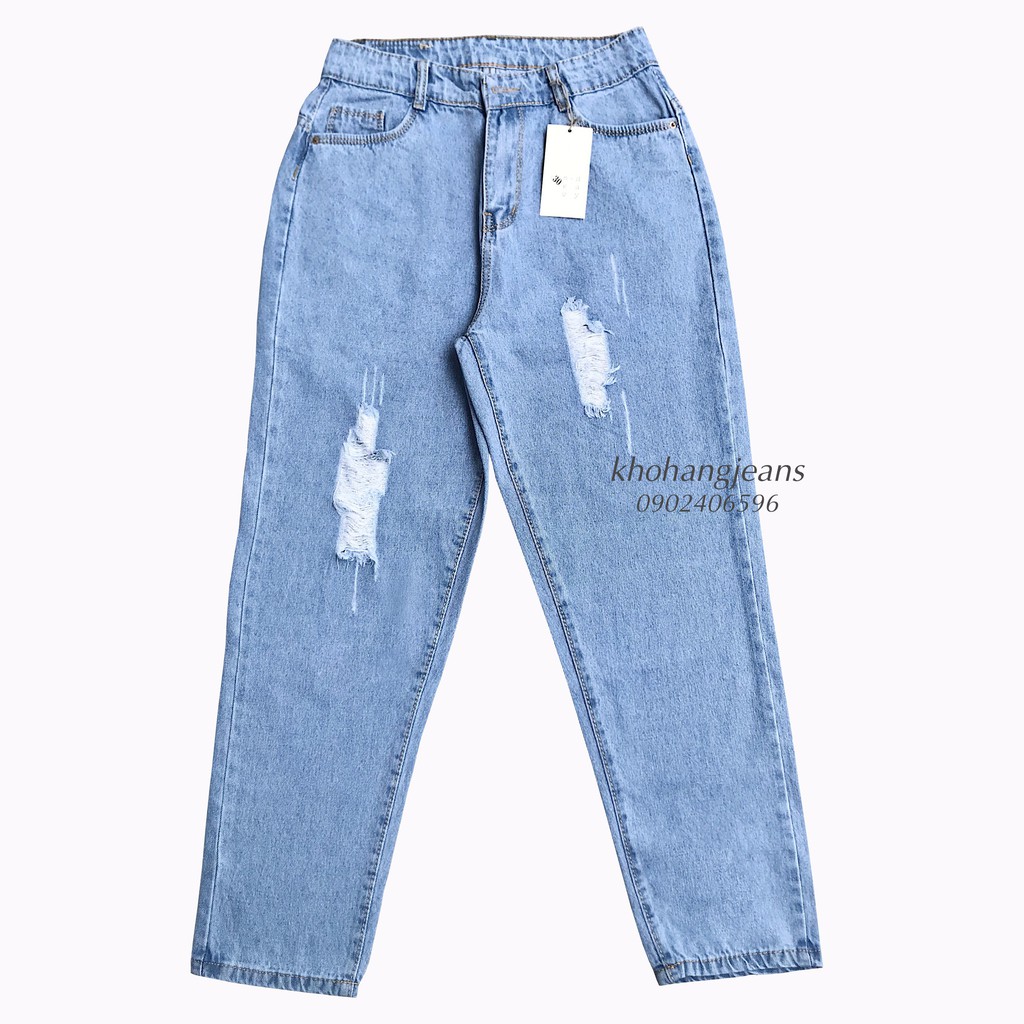 [Size30~35] Quần Baggy Jean Cào Rách Nhẹ Dài Chuẩn 95cm - Lưng Siêu Cao Qua Rốn - Phom To Siêu Đẹp mã 2067