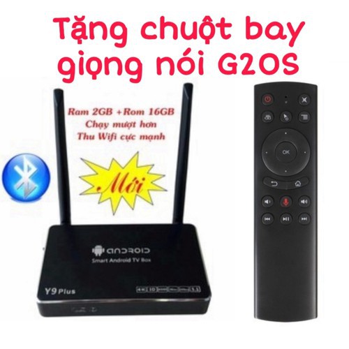 [Mã 44ELSALE2 giảm 7% đơn 300K] Android TV Box Y9 Plus Ram 2G Rom 16G tặng chuột bay giọng nói G20S