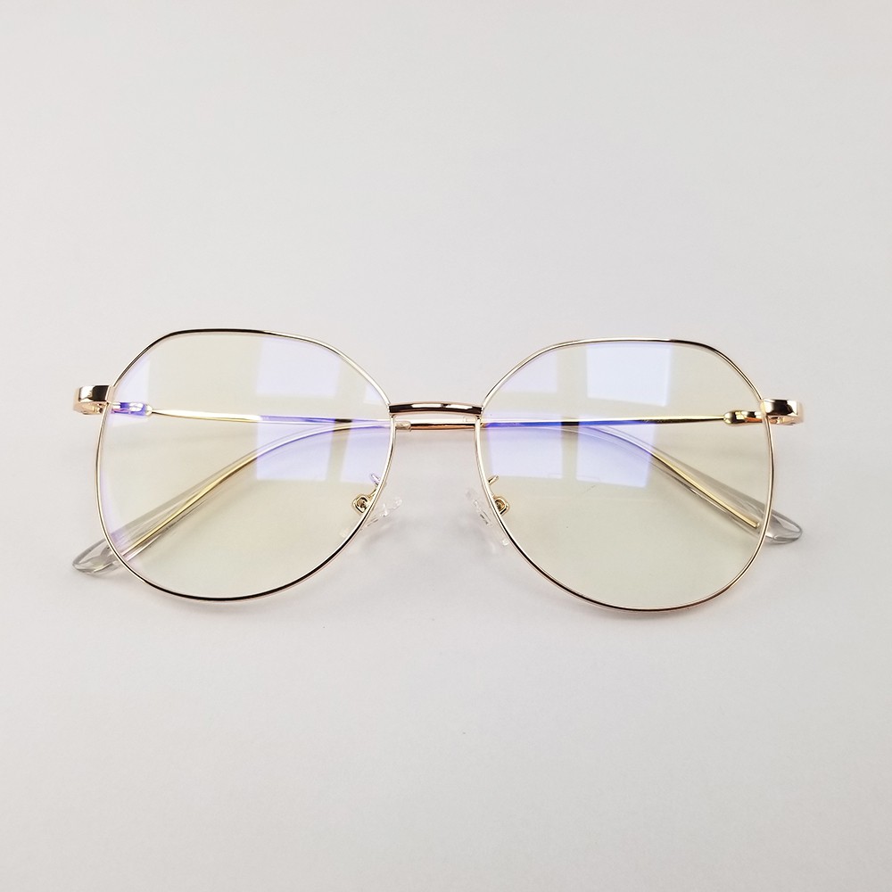 Gọng kính mắt cận nam nữ kim loại màu bạc, đen, hồng vàng 9038. Tròng giả cận 0 độ chống tia UV | BigBuy360 - bigbuy360.vn